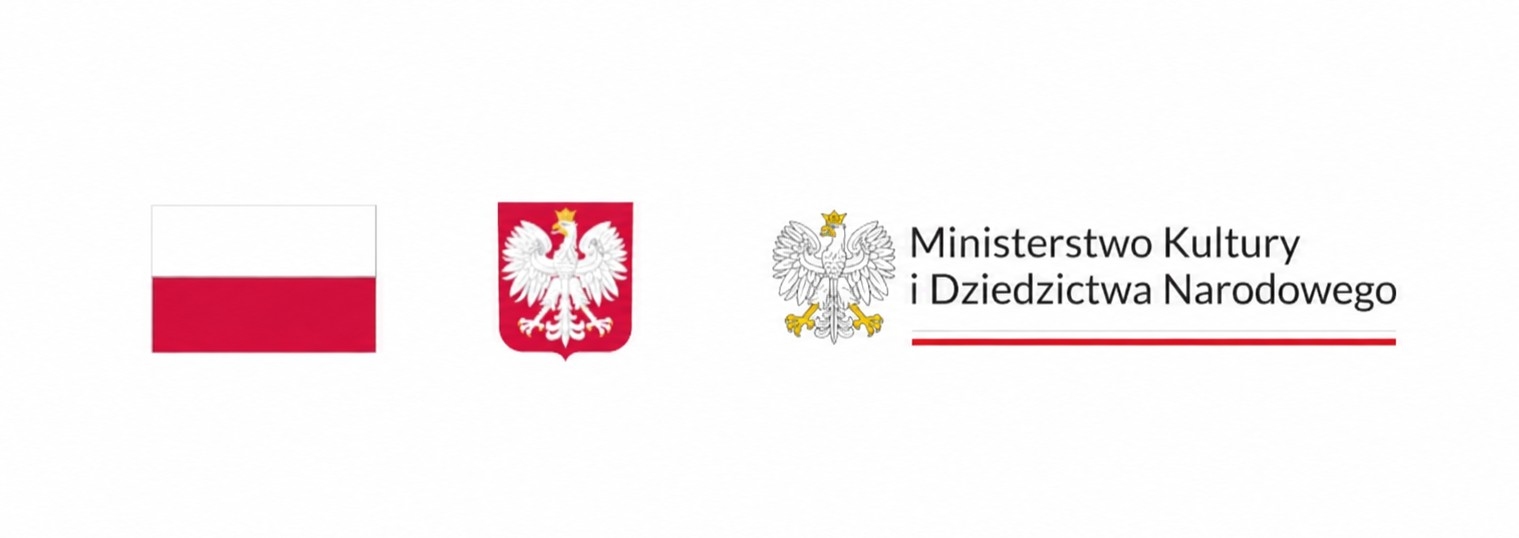 Logo Ministerstwa Kultury i Dziedzictwa Narodowego z flagą Polski, godłem państwowym i nazwą instytucji.